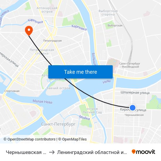 Чернышевская (Chernyshevskaya) to Ленинградский областной институт развития образования map