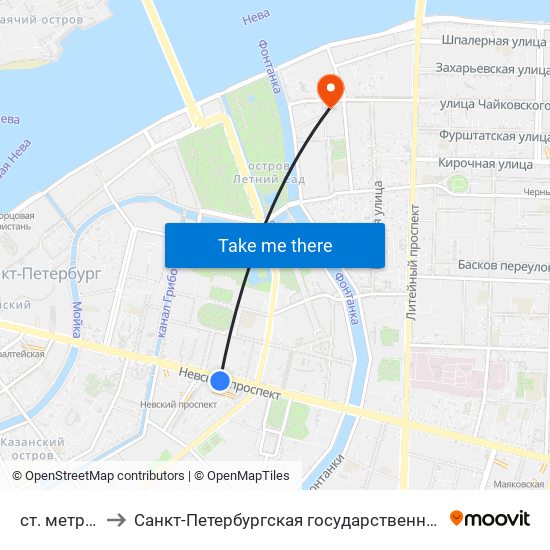 ст. метро ''Гостиный Двор'' to Санкт-Петербургская государственная художественно-промышленная академия имени А. Л. Штиглица map