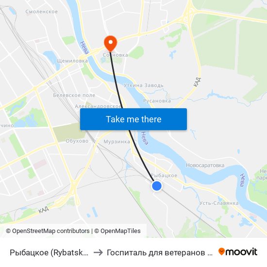 Рыбацкое (Rybatskoye) to Госпиталь для ветеранов войн map