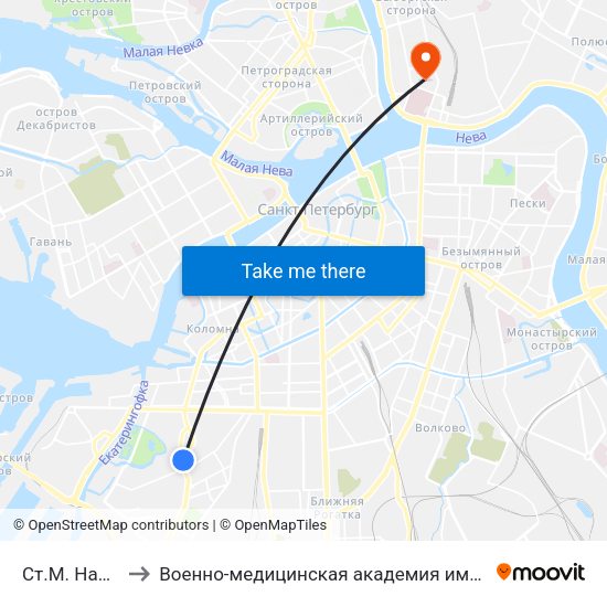 Ст.М. Нарвская to Военно-медицинская академия имени С. М. Кирова map