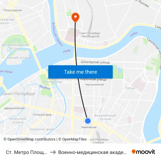 Ст. Метро Площадь Восстания to Военно-медицинская академия имени С. М. Кирова map