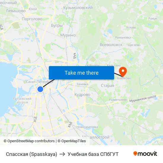 Спасская (Spasskaya) to Учебная база СПбГУТ map