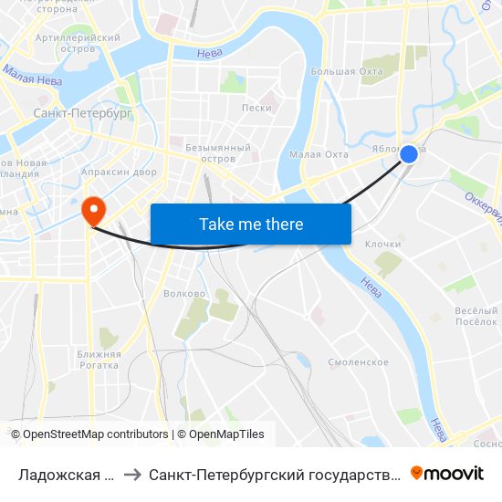 Ладожская (Ladozhskaya) to Санкт-Петербургский государственный технологический институт map