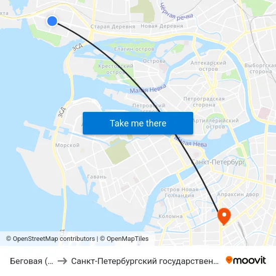 Беговая (Begovaya) to Санкт-Петербургский государственный технологический институт map