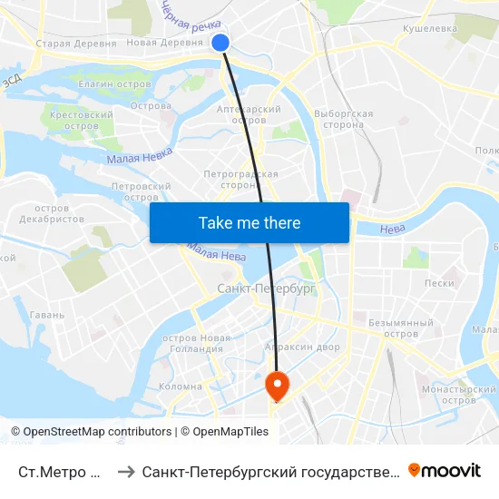Ст.Метро Чёрная Речка to Санкт-Петербургский государственный технологический институт map
