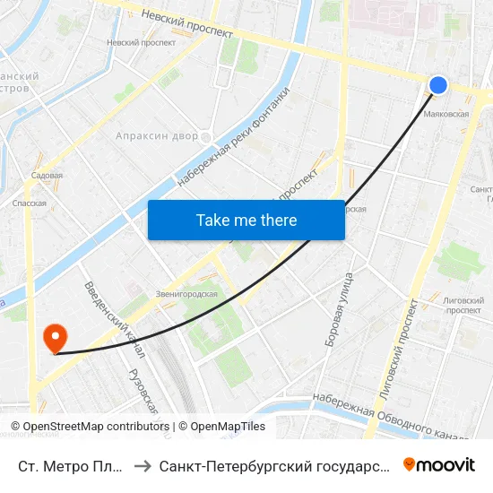 Ст. Метро Площадь Восстания to Санкт-Петербургский государственный технологический институт map