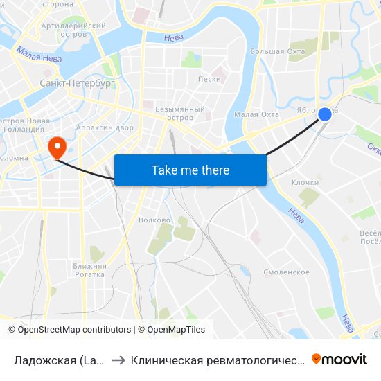 Ладожская (Ladozhskaya) to Клиническая ревматологическая больница №25 map
