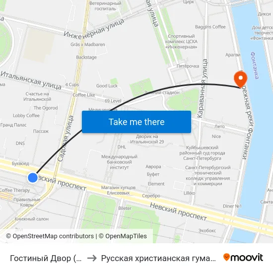 Гостиный Двор (Gostiny Dvor) to Русская христианская гуманитарная академия map