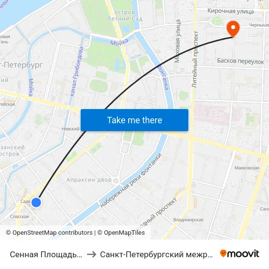 Сенная Площадь (Sennaya Ploschad') to Санкт-Петербургский межрегиональный ресурсный центр map