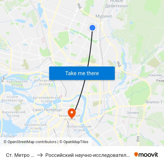 Ст. Метро Гражданский Пр. to Российский научно-исследовательский институт гематологии и трансфузиологии map