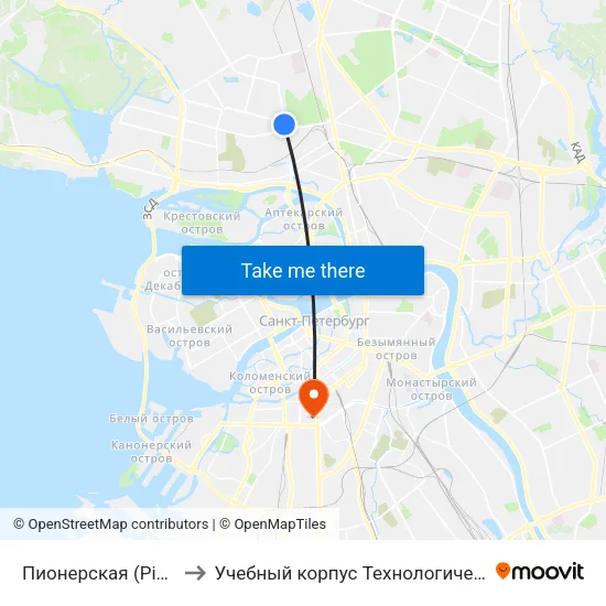 Пионерская (Pionerskaya) to Учебный корпус Технологического института map