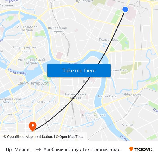 Пр. Мечникова to Учебный корпус Технологического института map