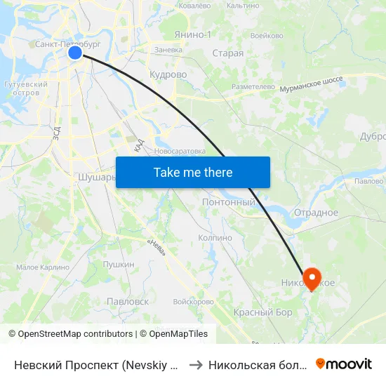 Невский Проспект (Nevskiy Prospekt) to Никольская больница map