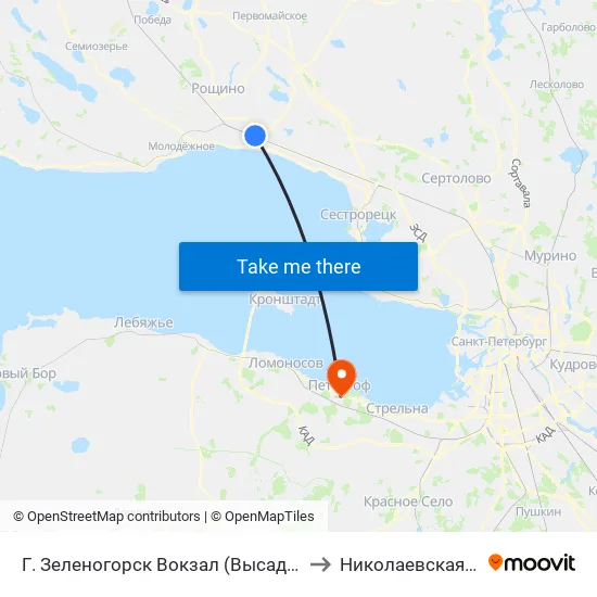 Г. Зеленогорск Вокзал (Высадки И Посадки Нет) to Николаевская больница map