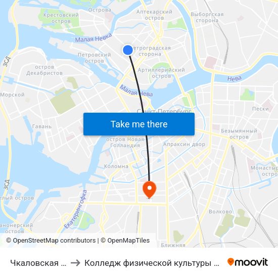Чкаловская (Chkalovskaya) to Колледж физической культуры и спорта, экономики и технологии map