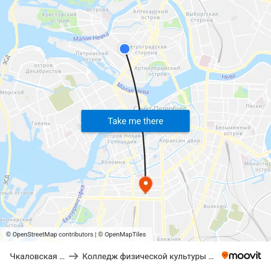 Чкаловская (Chkalovskaya) to Колледж физической культуры и спорта, экономики и технологии map