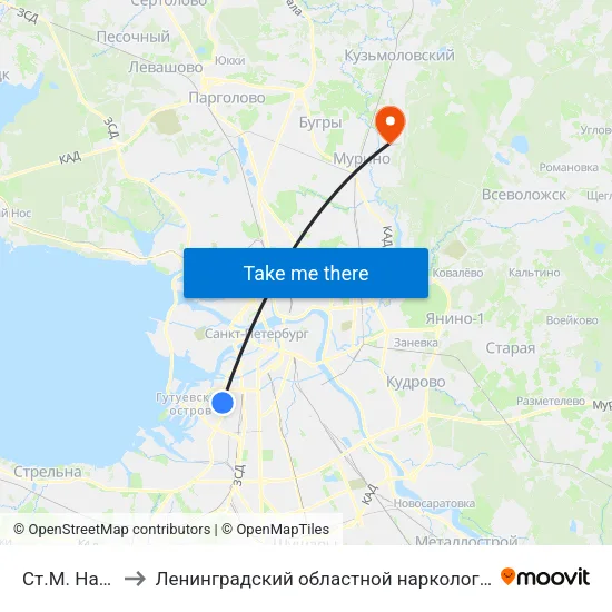 Ст.М. Нарвская to Ленинградский областной наркологический диспансер map