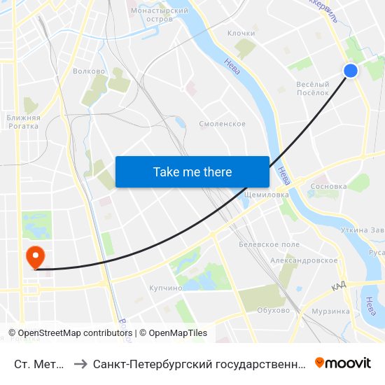 Ст. Метро Ул.Дыбенко to Санкт-Петербургский государственный университет аэрокосмического приборостроения map