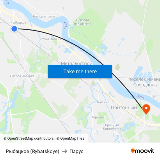 Рыбацкое (Rybatskoye) to Парус map