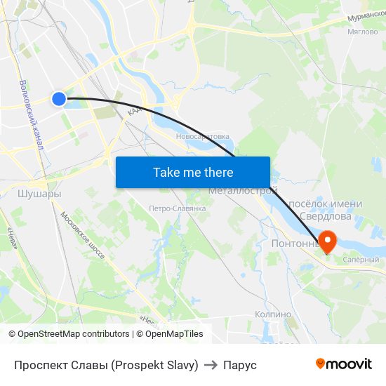 Проспект Славы (Prospekt Slavy) to Парус map