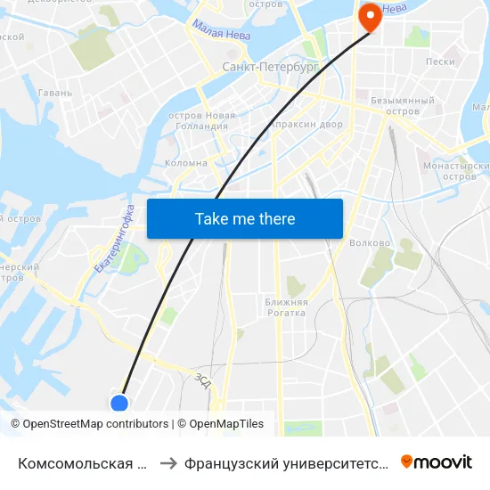 Комсомольская Площадь to Французский университетский колледж map