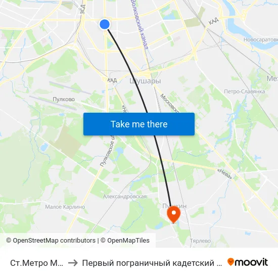 Ст.Метро Московская to Первый пограничный кадетский военный корпус ФСБ РФ map