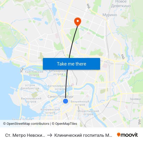 Ст. Метро Невский Пр. to Клинический госпиталь МСЧ МВД map