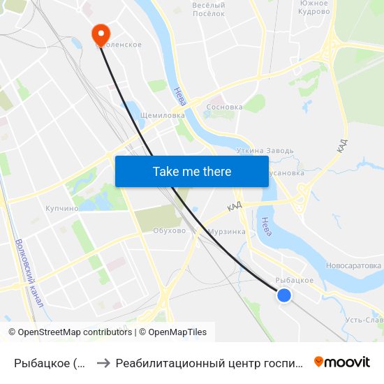 Рыбацкое (Rybatskoye) to Реабилитационный центр госпиталя для ветеранов войн map