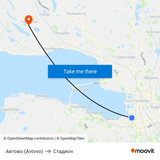Автово (Avtovo) to Стадион map
