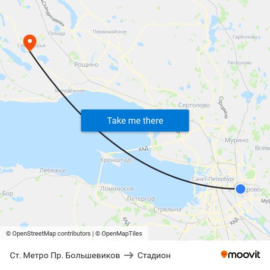 Ст. Метро Пр. Большевиков to Стадион map