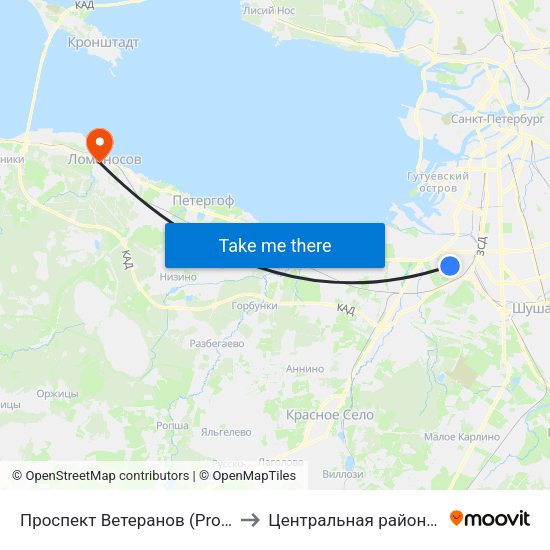 Проспект Ветеранов (Prospekt Veteranov) to Центральная районная больница map