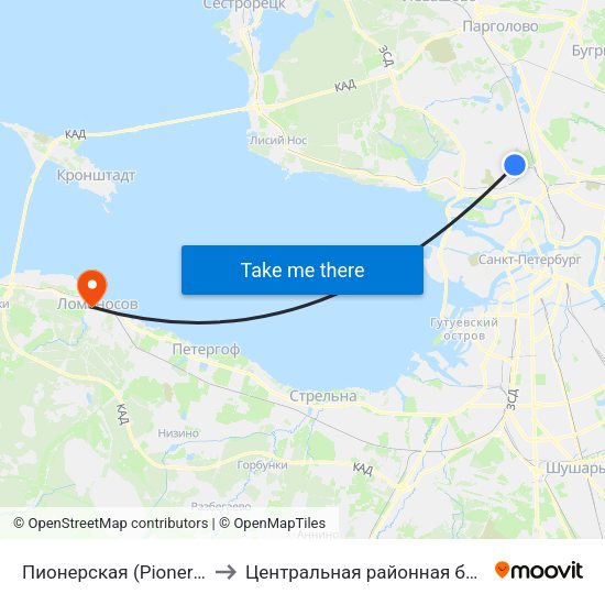 Пионерская (Pionerskaya) to Центральная районная больница map