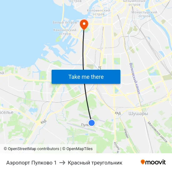 Аэропорт Пулково 1 to Красный треугольник map