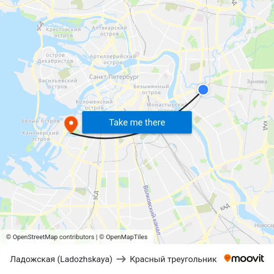 Ладожская (Ladozhskaya) to Красный треугольник map