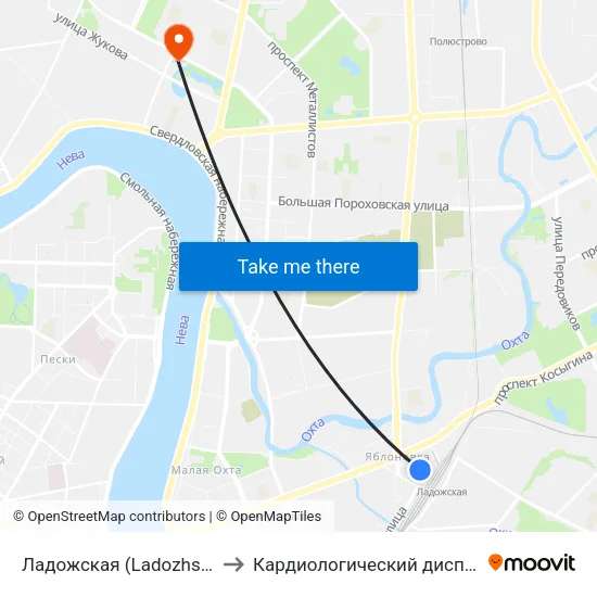 Ладожская (Ladozhskaya) to Кардиологический диспансер map