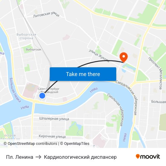 Пл. Ленина to Кардиологический диспансер map