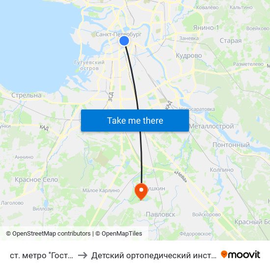 ст. метро ''Гостиный Двор'' to Детский ортопедический институт им. Г. И. Турнера map