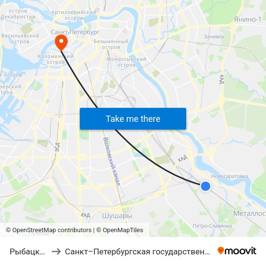 Рыбацкое (Rybatskoye) to Санкт–Петербургская государственная консерватория имени Н. А. Римского-Корсакова map