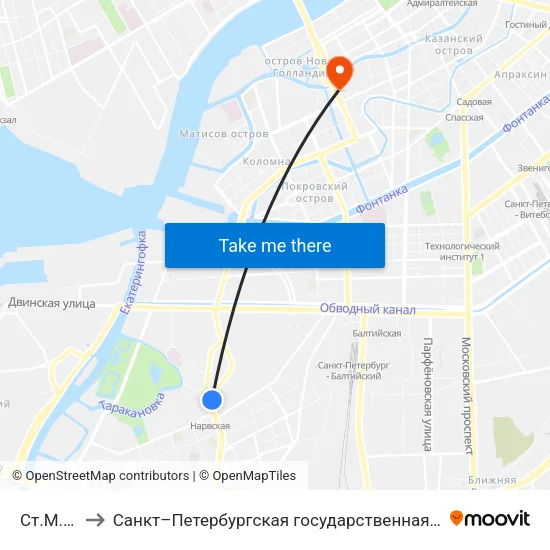 Ст.М. Нарвская to Санкт–Петербургская государственная консерватория имени Н. А. Римского-Корсакова map