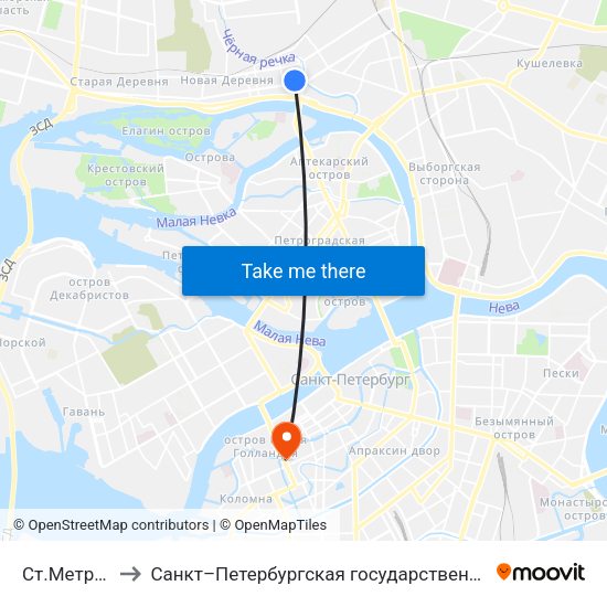 Ст.Метро Чёрная Речка to Санкт–Петербургская государственная консерватория имени Н. А. Римского-Корсакова map