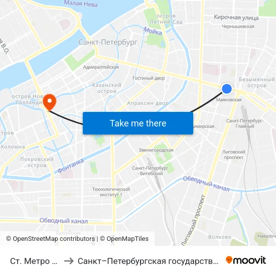 Ст. Метро Площадь Восстания to Санкт–Петербургская государственная консерватория имени Н. А. Римского-Корсакова map