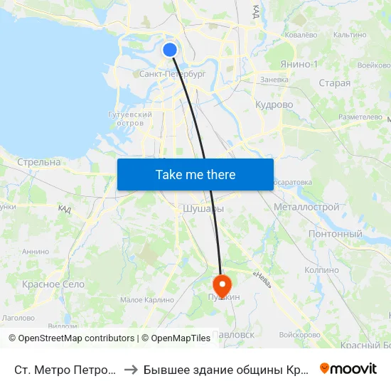 Ст. Метро Петроградская to Бывшее здание общины Красного Креста map