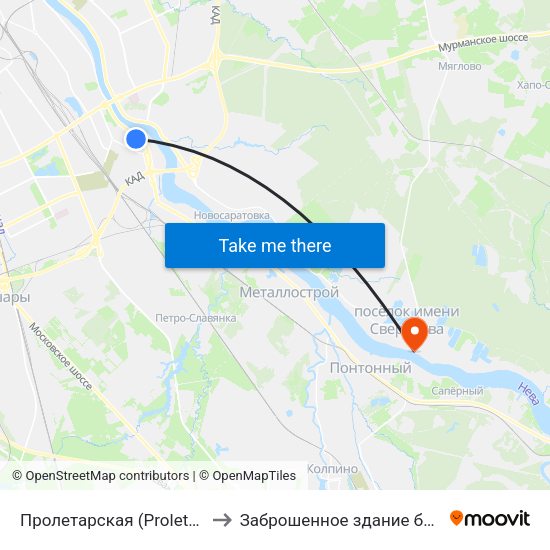 Пролетарская (Proletarskaya) to Заброшенное здание больницы map