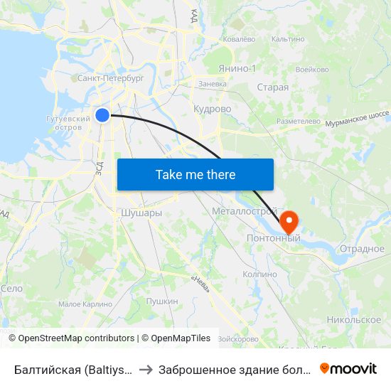 Балтийская (Baltiyskaya) to Заброшенное здание больницы map