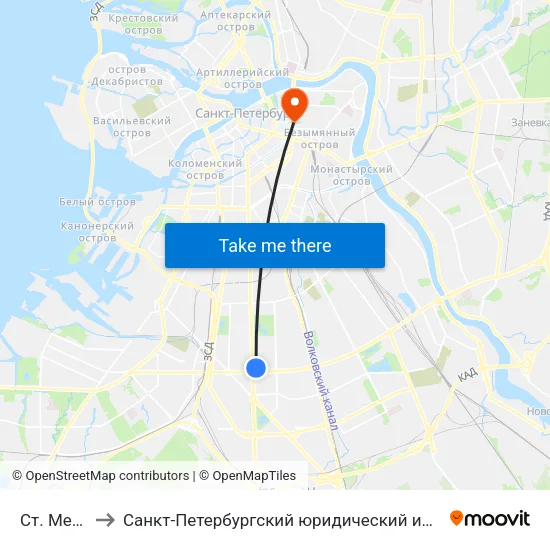 Ст. Метро Московская to Санкт-Петербургский юридический институт Академии Генеральной прокуратуры Российской Федерации map