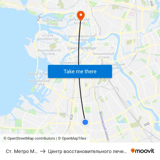 Ст. Метро Московская to Центр восстановительного лечения Детская Психиатрия map