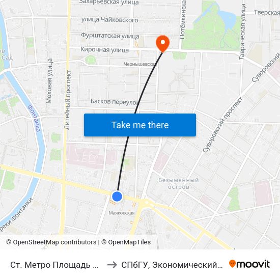 Ст. Метро Площадь Восстания to СПбГУ, Экономический факультет map
