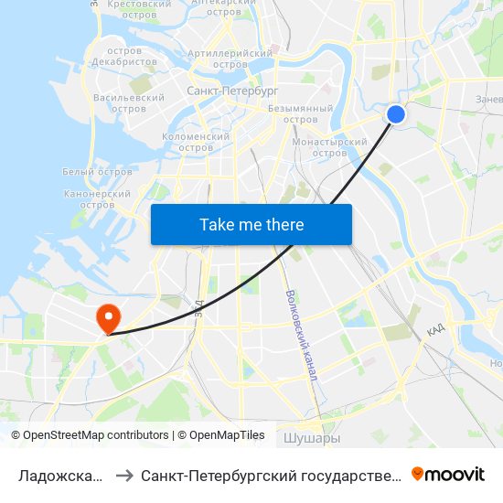 Ладожская (Ladozhskaya) to Санкт-Петербургский государственный морской технический университет map