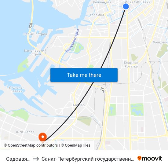 Садовая (Sadovaya) to Санкт-Петербургский государственный морской технический университет map