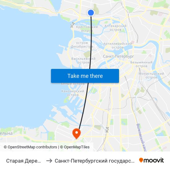 Старая Деревня (Staraya Derevnya) to Санкт-Петербургский государственный морской технический университет map